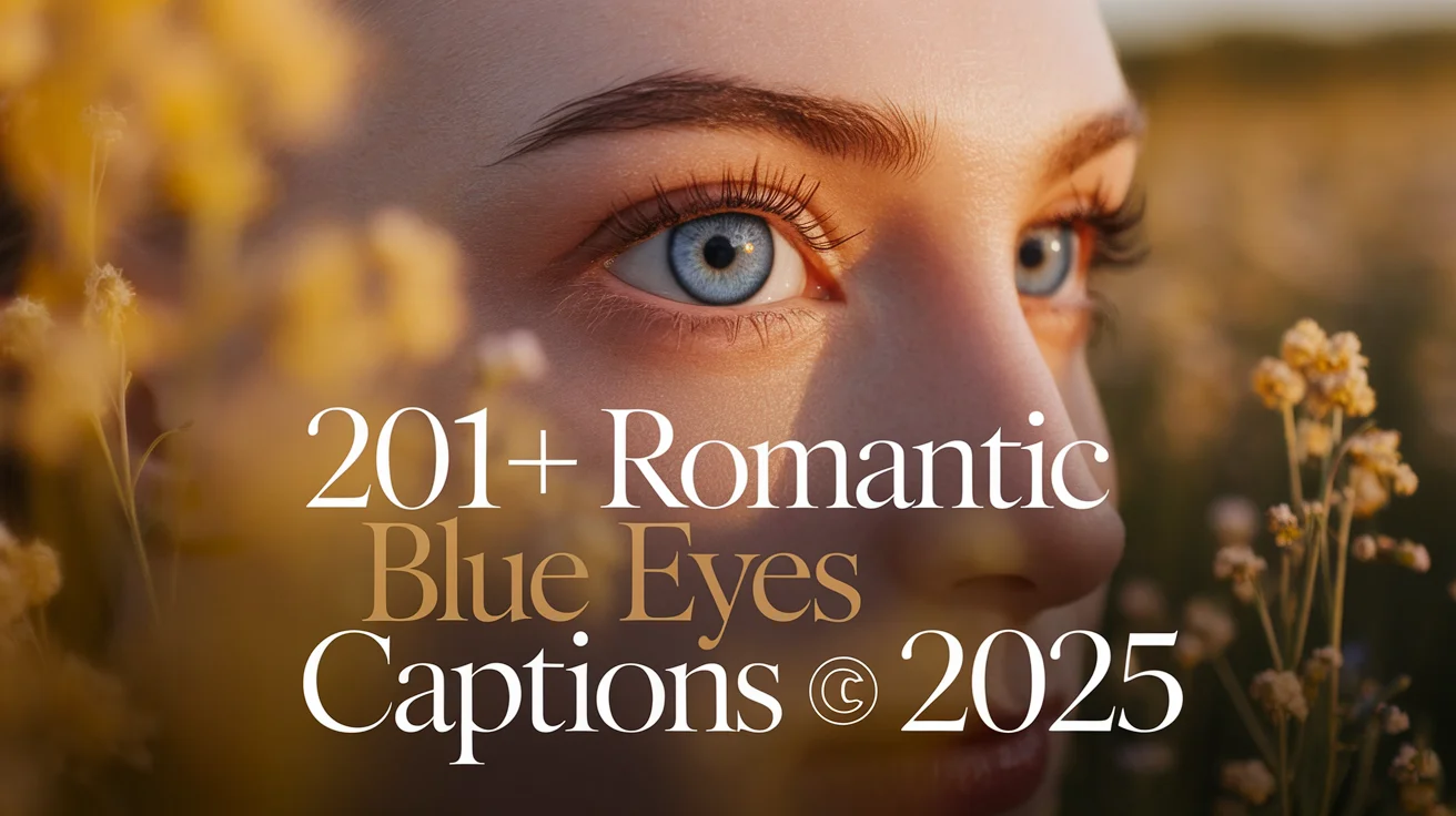 Romantic Blue Eyes Captions