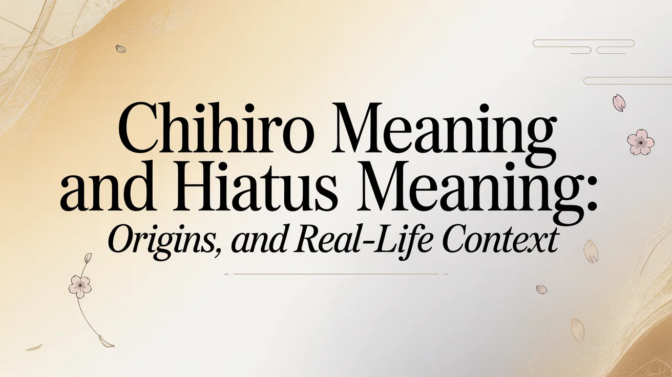 Chihiro Meaning and Hiatus Meaning: Origins, and Real-Life Context